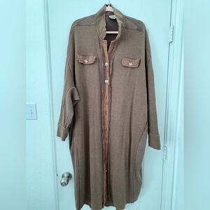 Brown Button-Up exposed seams duster cardigan